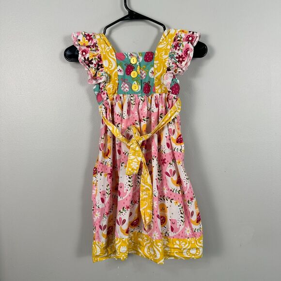 Jelly The Pug Girls 6 Chicken Dress Flutter Sleeve Spring Summer - Picture 4 of 4